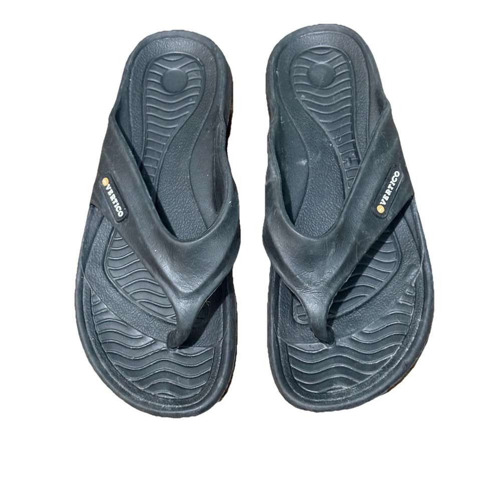 Vertico Black Rubber Flip Flops Sandals Men's Size 11.5/45 EUC‎